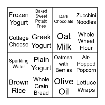 Healthy Food Swap Bingo Card