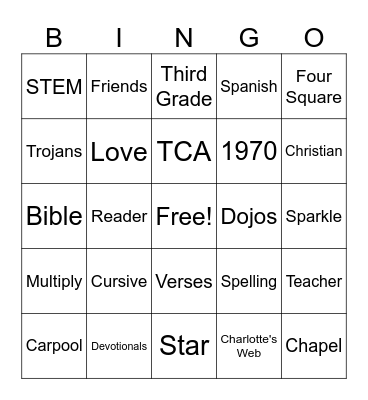 Granparents Day Bingo Card