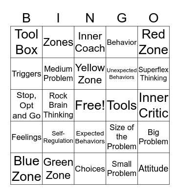 Zones Bingo!!! Bingo Card