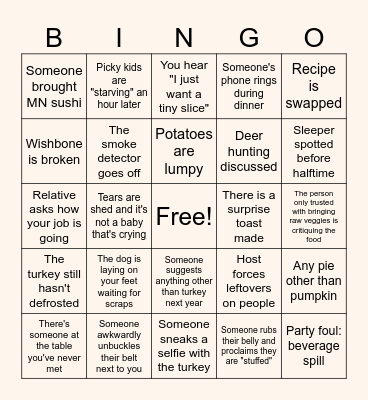 Thanksgiving Bingo Card