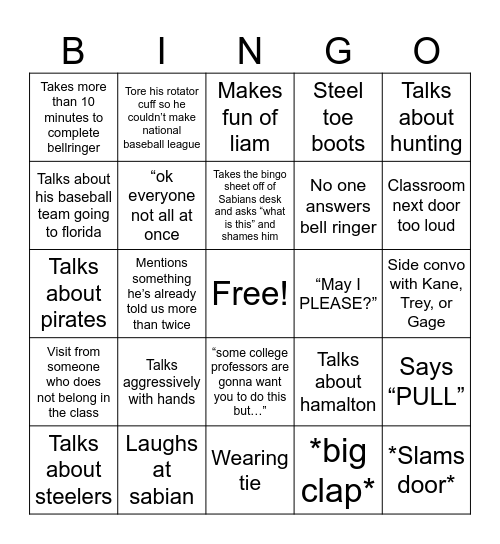 Mr. Herr Bingo Card