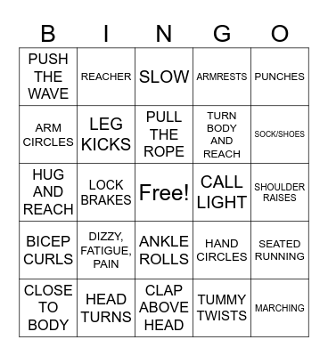 FALL PREVENTION/EXERCISE Bingo Card