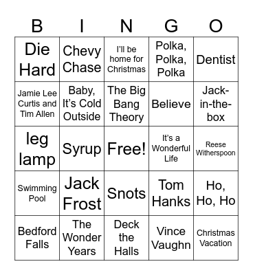 Christmas Movie Bingo Card