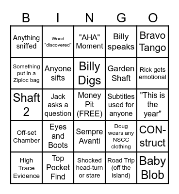 The Curse of Oak Island Bingo Card