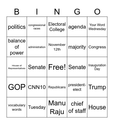 CNN 10 11/12/24 Bingo Card