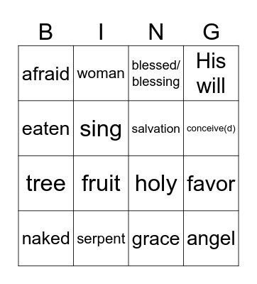 Immaculate Conception Bingo Card