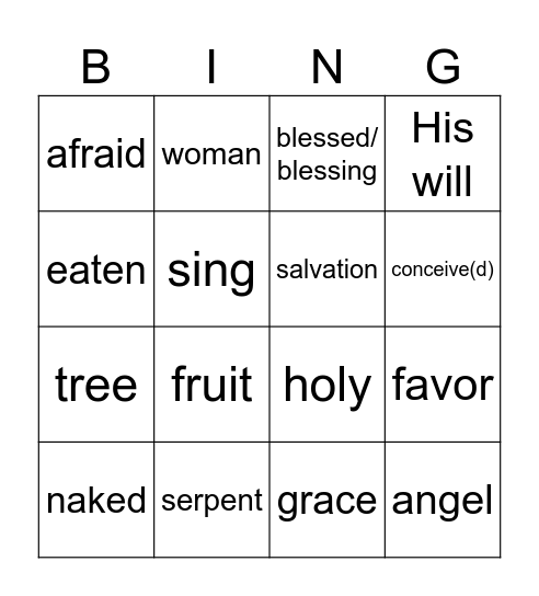 Immaculate Conception Bingo Card