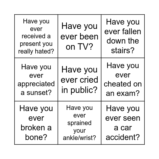 Have you ever...? Bingo Card