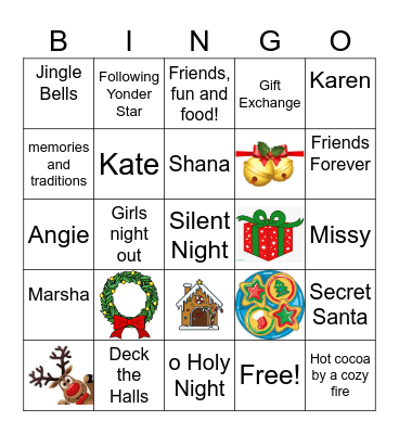 Supper Club Christmas BINGO Card