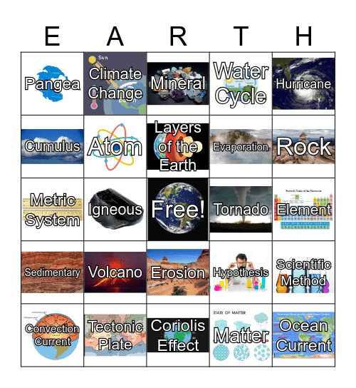 Earth Science Bingo Card