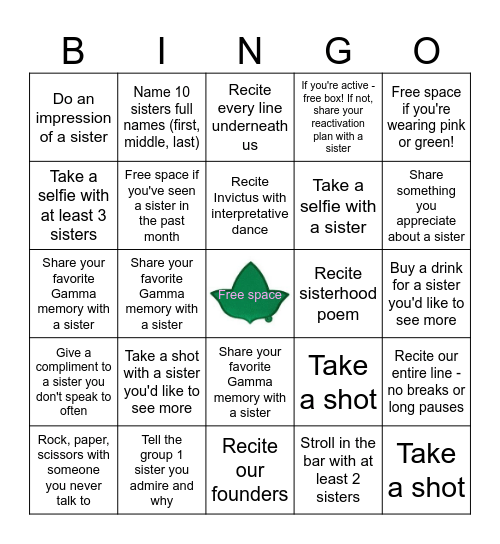 Gammaversary Bingo Card