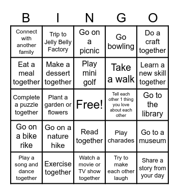 Family Bingo! Bingo Card