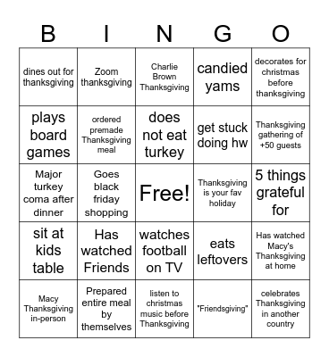 B-I-N-G-OH NO MY TURKEY! Bingo Card