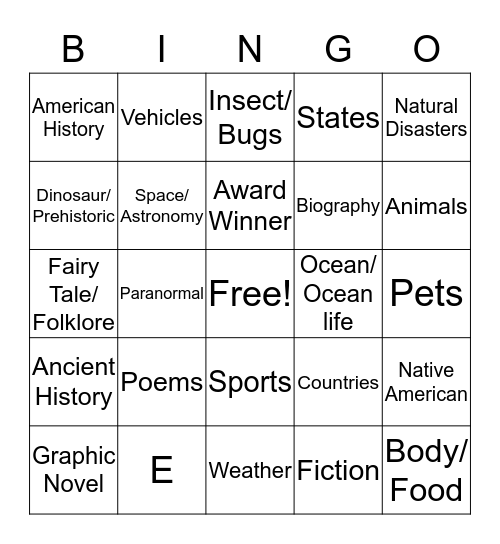 Library Bingo Card