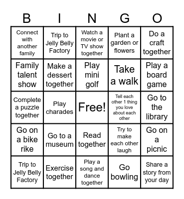 Family Bingo! Bingo Card
