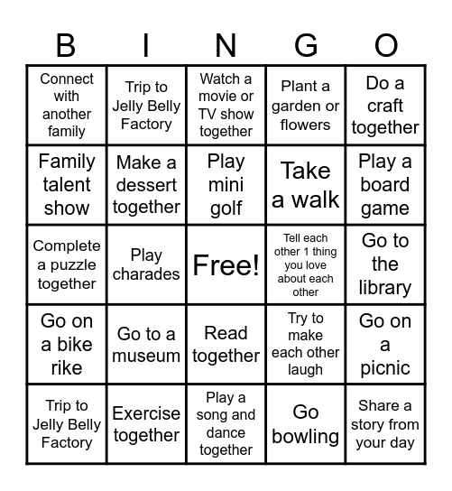 Family Bingo! Bingo Card