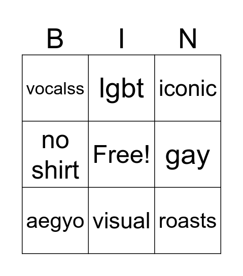 kpop Bingo Card