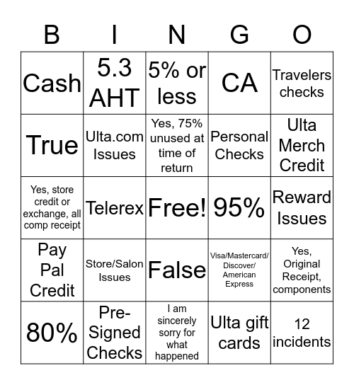 Section 3 Review  Bingo Card