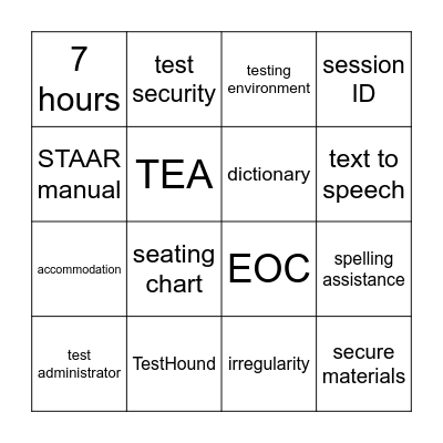 24-25 General STAAR Bingo Card