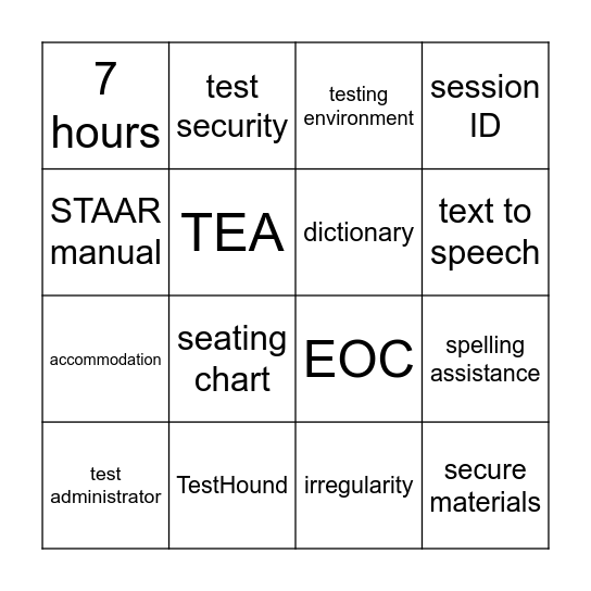 24-25 General STAAR Bingo Card