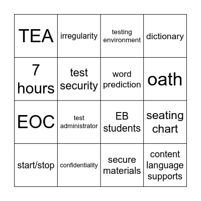 24-25 General STAAR Bingo Card