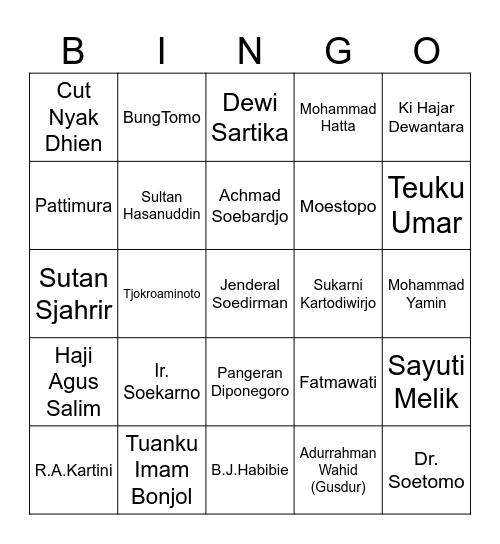 PUSAKA Bingo Card