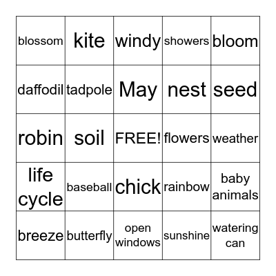 SPRING  BINGO    Bingo Card