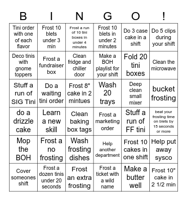 BACK OF HOUSE HOLIDAY BINGO Card