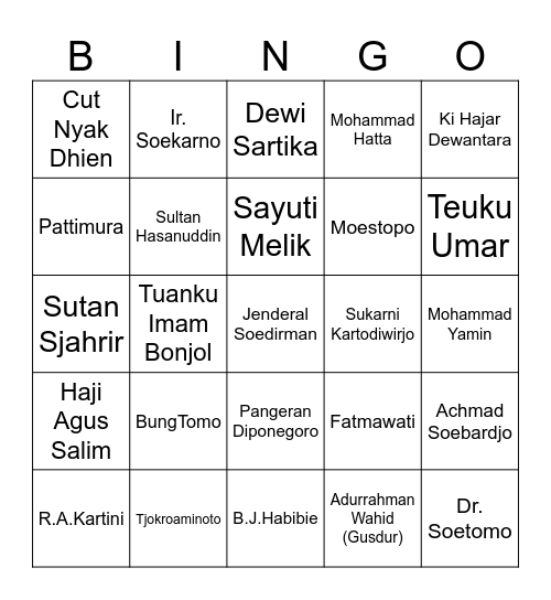 PUSAKA Bingo Card