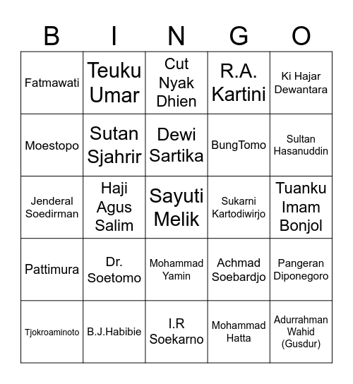 PUSAKA Bingo Card