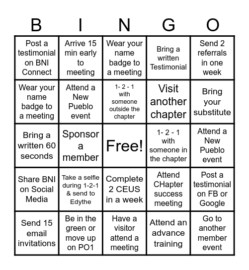 BNIngo Bingo Card