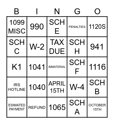 ACCOUNTING BINGO! Bingo Card