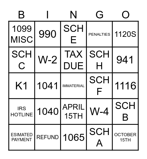 ACCOUNTING BINGO! Bingo Card