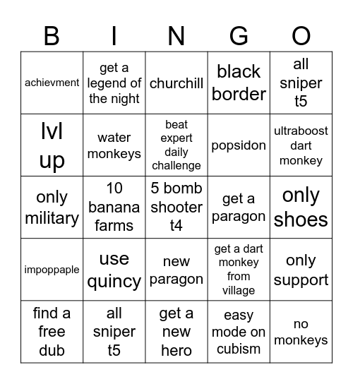 BTD6 BINGO Card