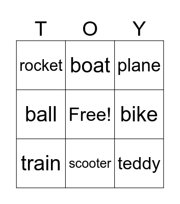 My toys BINGO Card