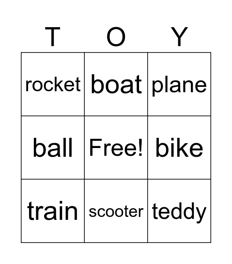 My toys BINGO Card