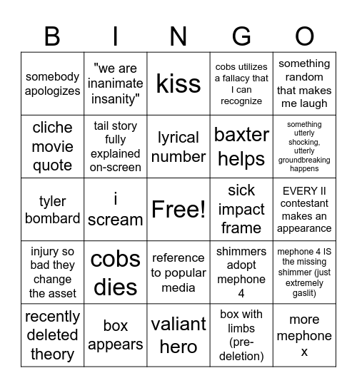 INANIMATE INSANITY 18 BINGO Card