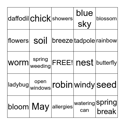 SPRING  BINGO    Bingo Card