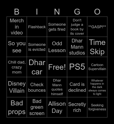 Dhar Man Bingo Card