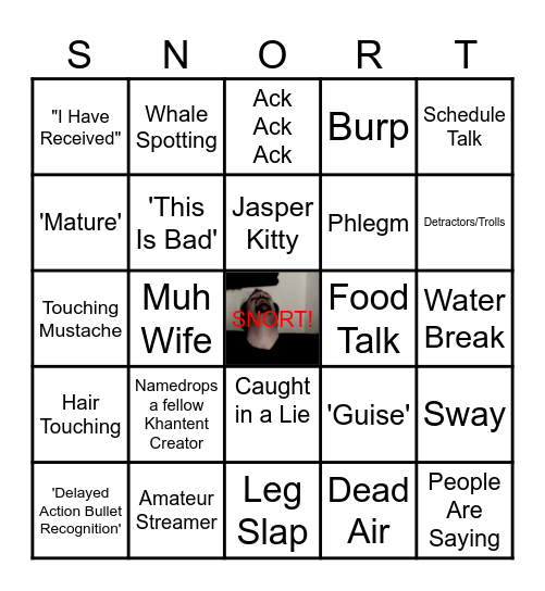 DarkSydePhil Stream Bingo (snort) Bingo Card