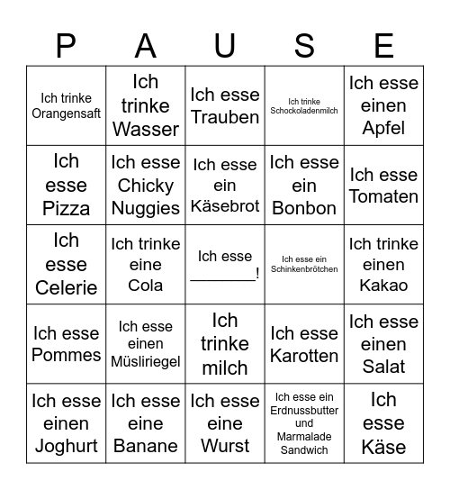 Mittagspause BINGO Card