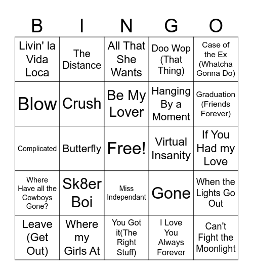 90's/2000's FOREVER Bingo Card