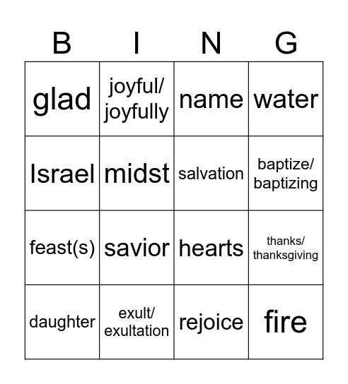 3rd Sunday of Advent year C Bingo Card