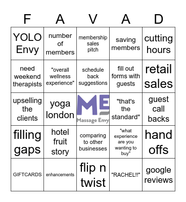ME Ammon Bingo Card