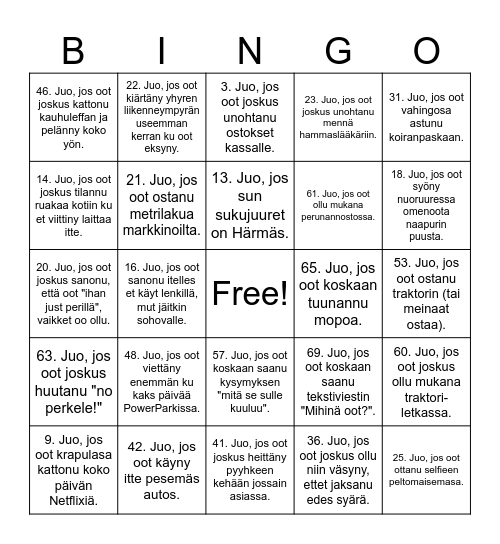 ETELÄ-POHJANMAA EDITION Bingo Card
