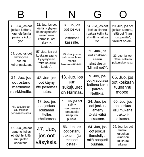 ETELÄ-POHJANMAA EDITION Bingo Card