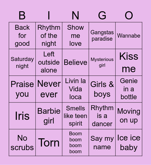 Katie’s Boogie Bingo Card