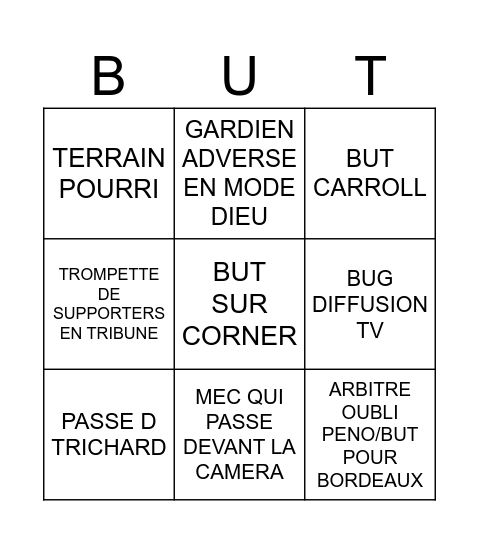 POIRÉ vs FCGB Bingo Card