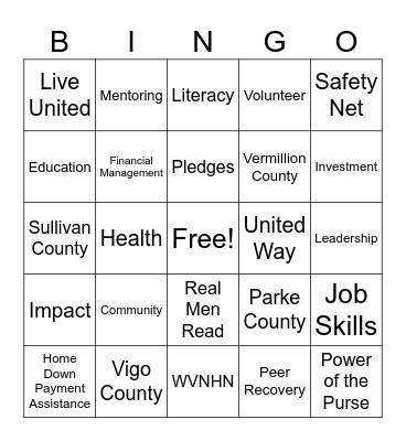 VCPL UWWV Workplace Drive Bingo Card