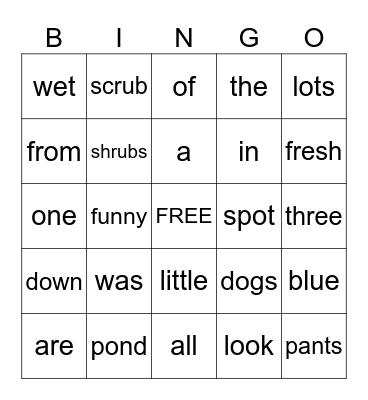 Tricky Words Bingo Card